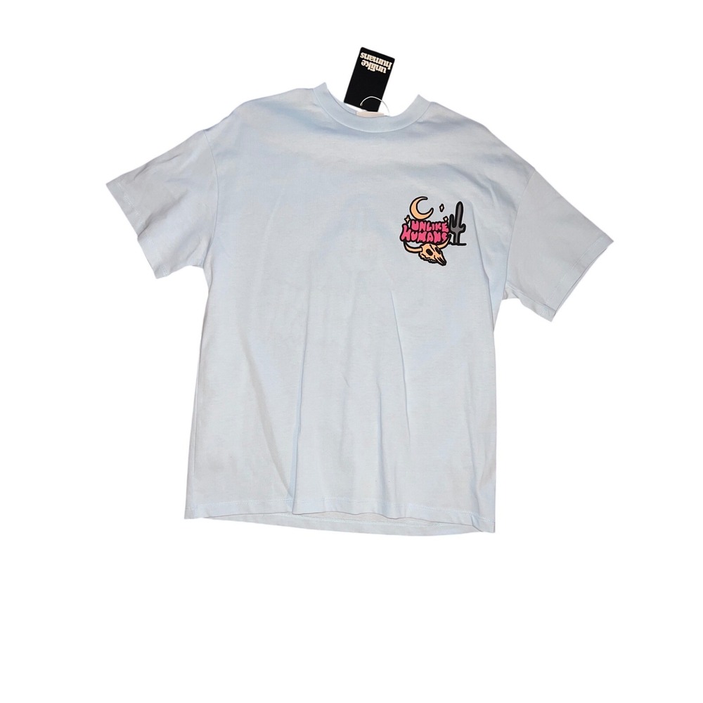 Unlike Humans Mens Desert Graphic T-Shirt Light Blue XS UHW10259 727 New